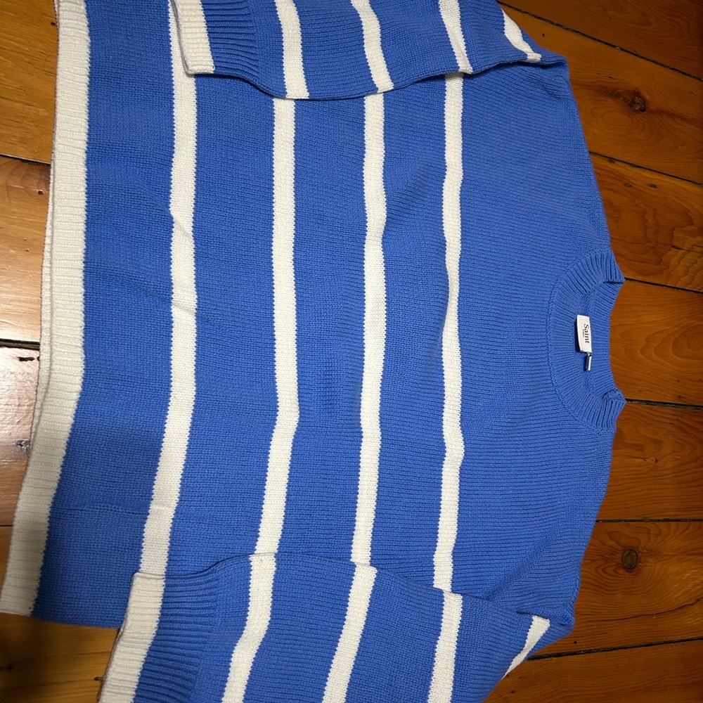 Saint Tropez West Blue and White Crewneck Sweater